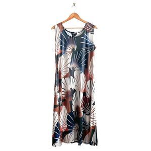 Papillon Tank Dress Brown Midi Women's M NWT Polyester Spandex Side Slits 13"